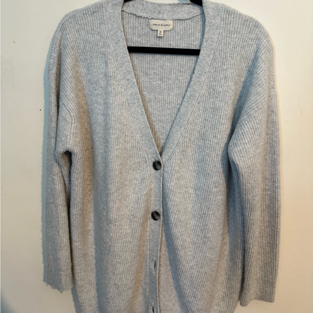 Thread & Supply Gray Knit Cardigan Sweater